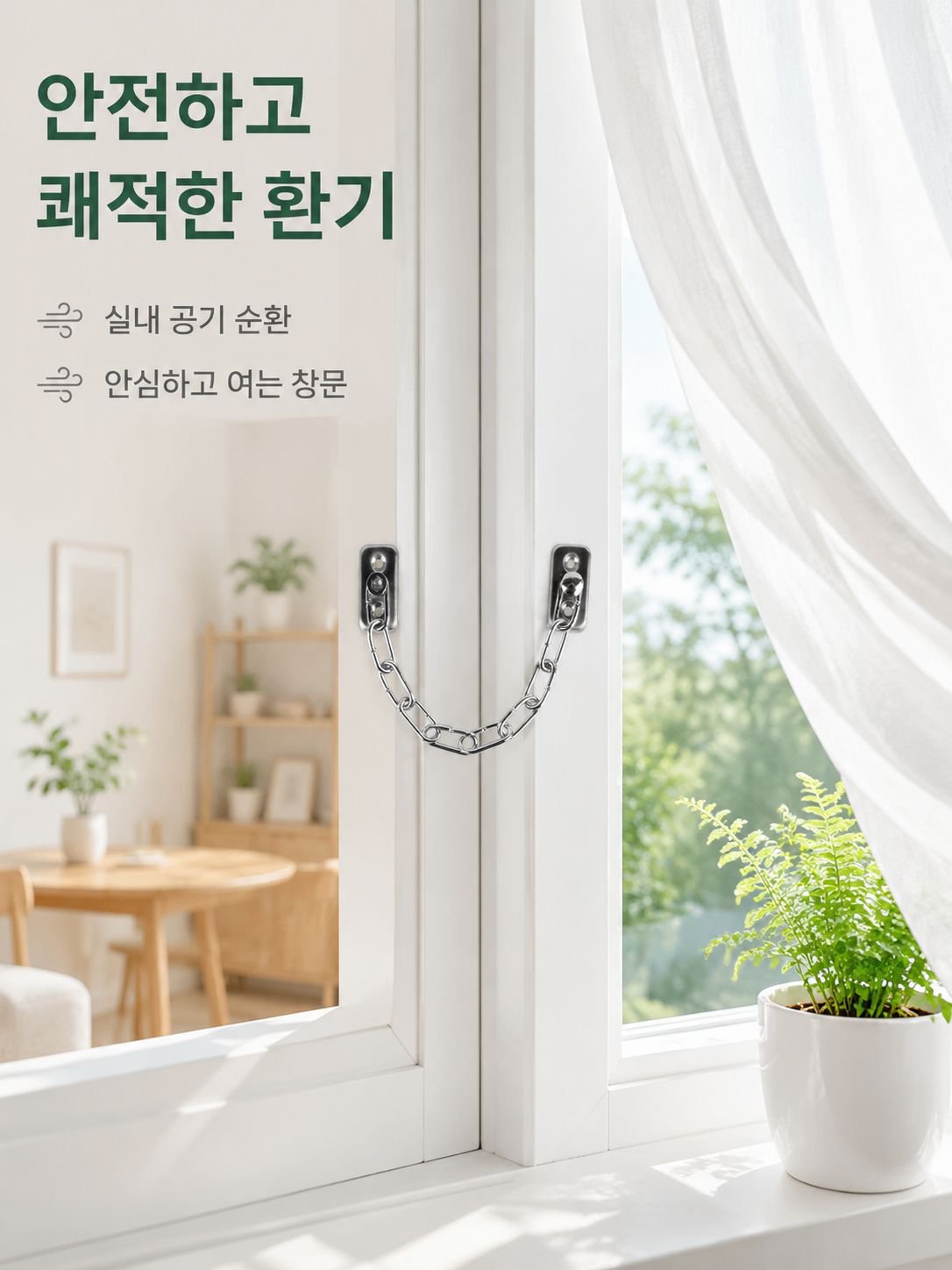 무타공 아동 안전 도난방지 창문 체인 잠금장치 탈부착 제한기