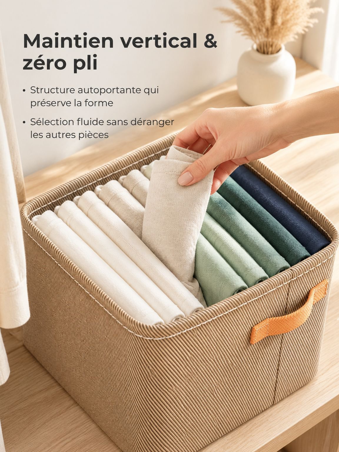 Panier de rangement pour vêtements en tissu épais