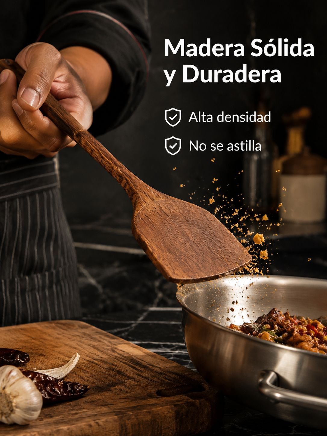 Espátula elegante y duradera hecha de madera de haya para chefs domésticos