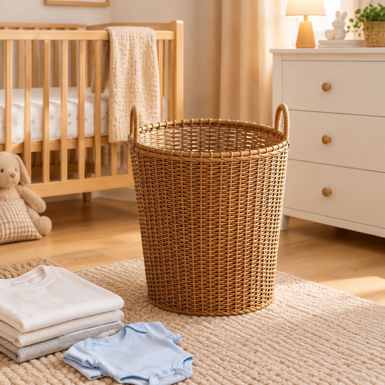 Elegant laundry basket with spacious storage