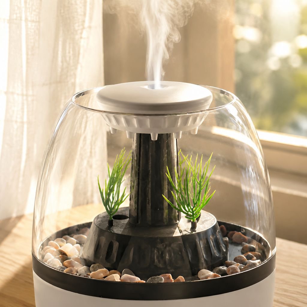 Home Silent Fish Tank Aroma Diffuser, Seven-Color Ambient Light Timed Humidifier