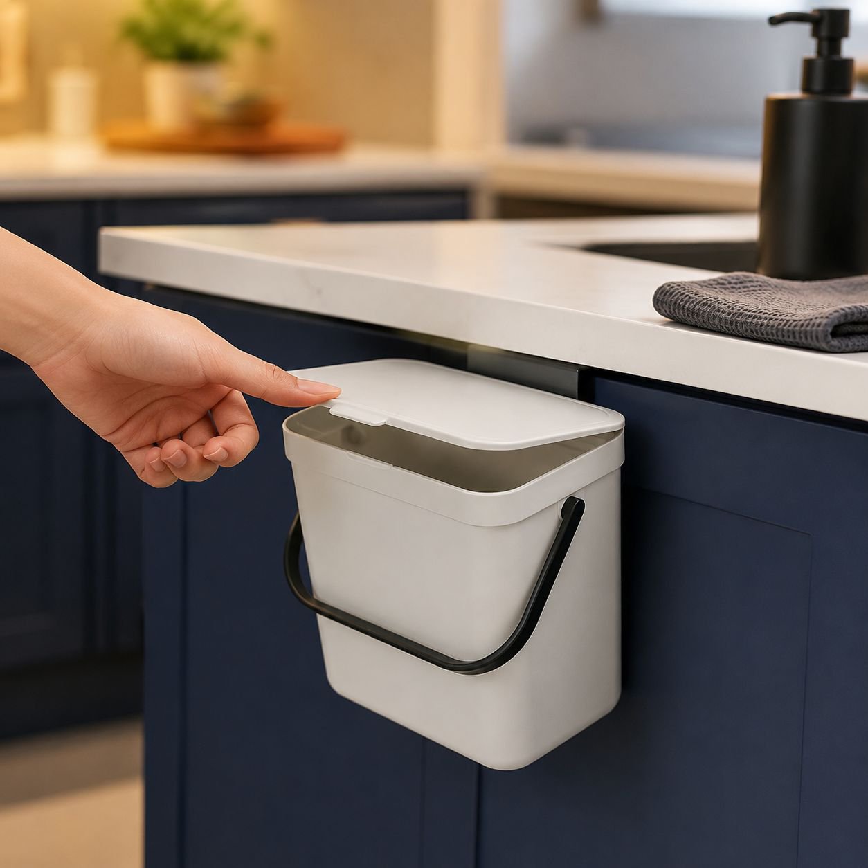 Cubo de basura montable en pared para cocina y baño