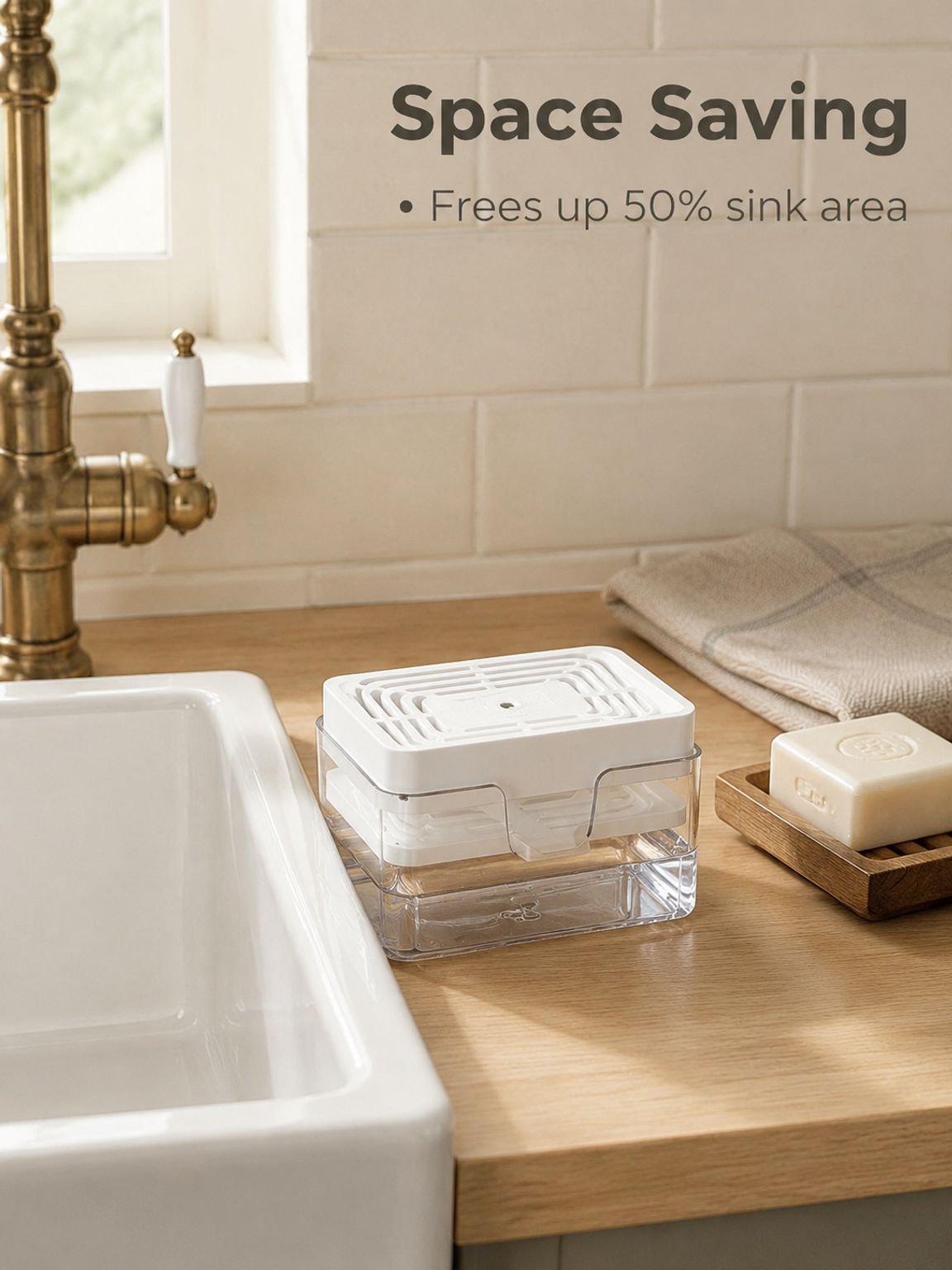 Press-and-Clean Soap Dispenser Brush