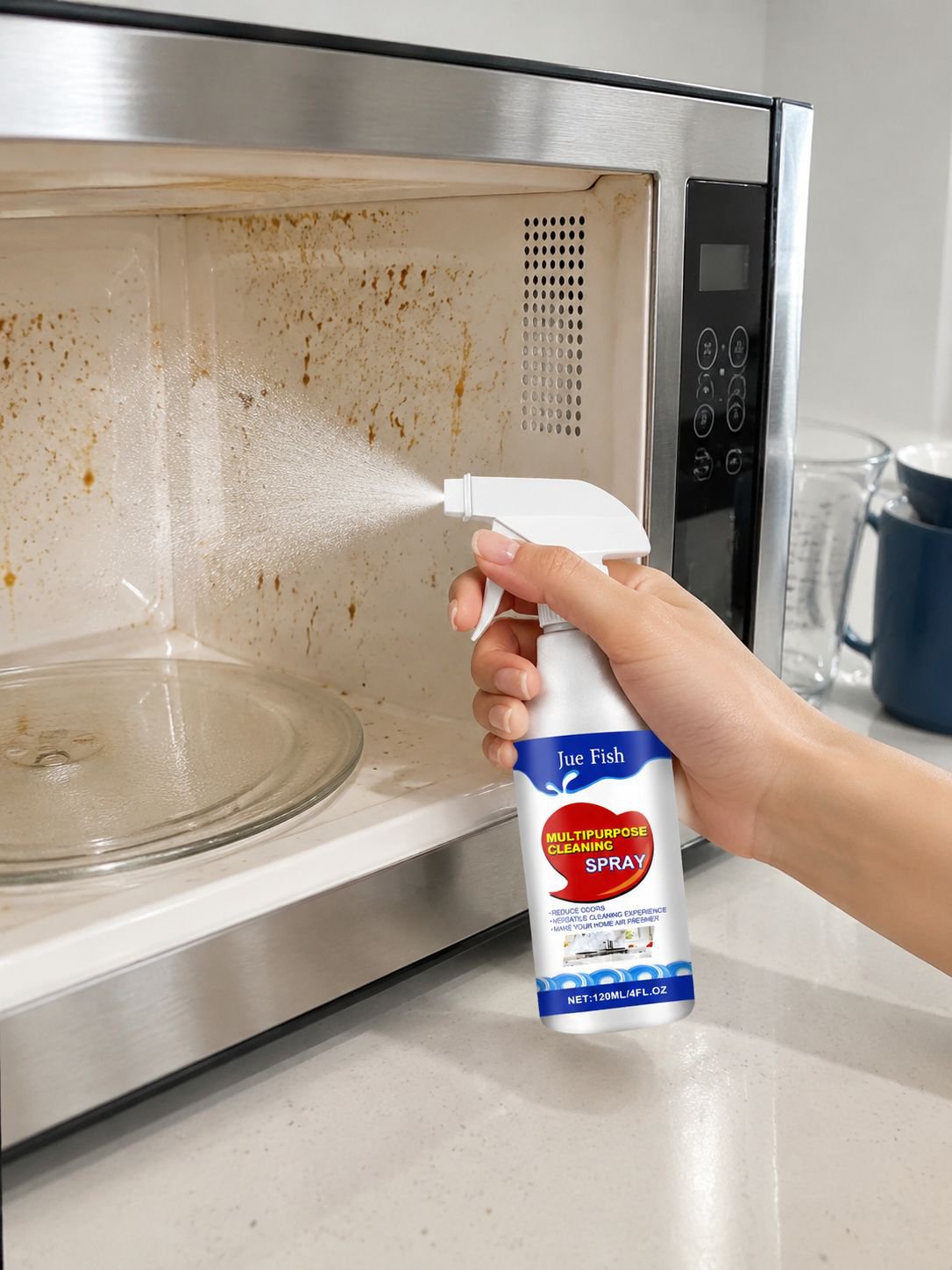 Multifunktionales Reinigungsspray für starke Küchenfettflecken
