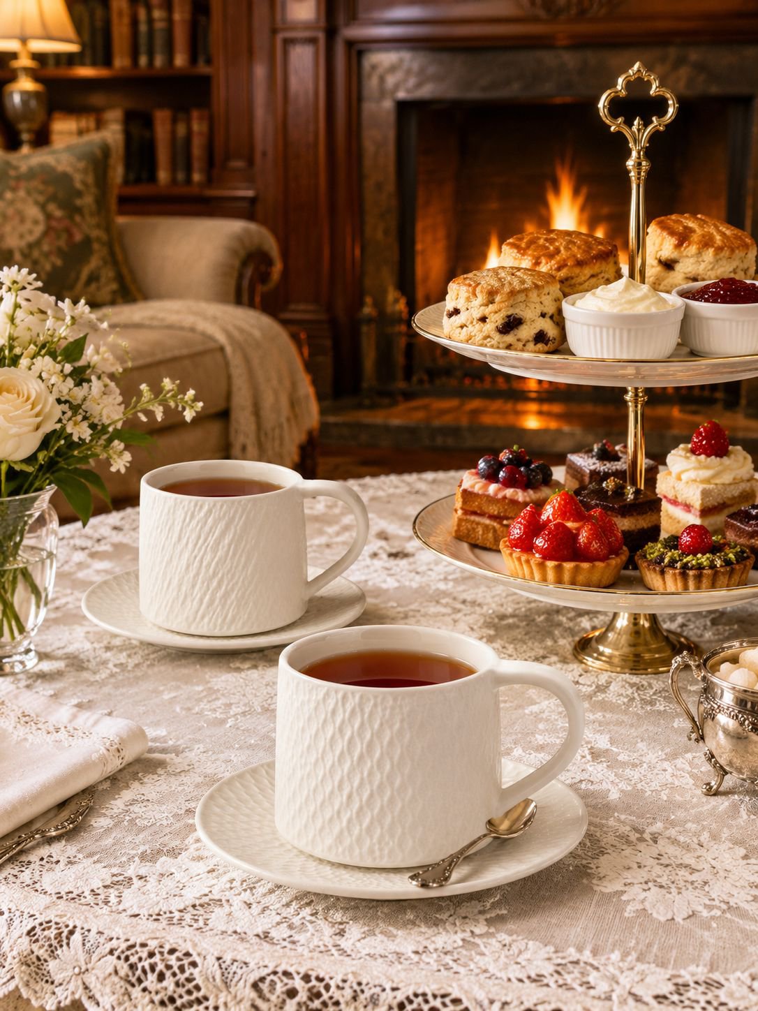 Stack of premium vintage stoneware saucers beside a ceramic coffee cup