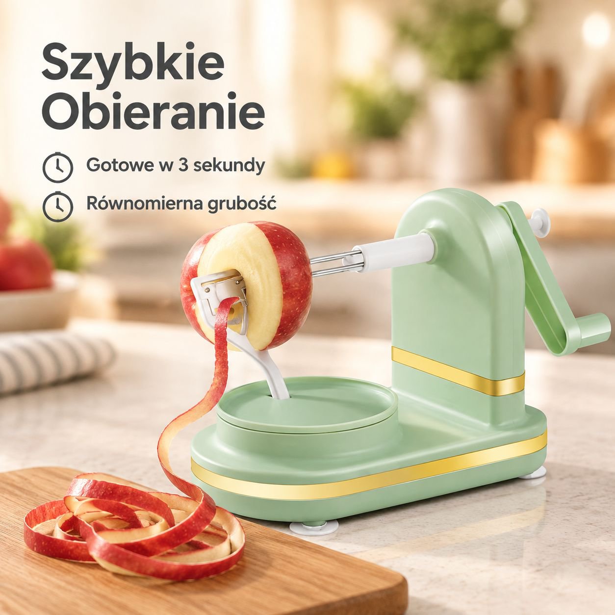 Ręczna obieraczka do jabłek z korbką