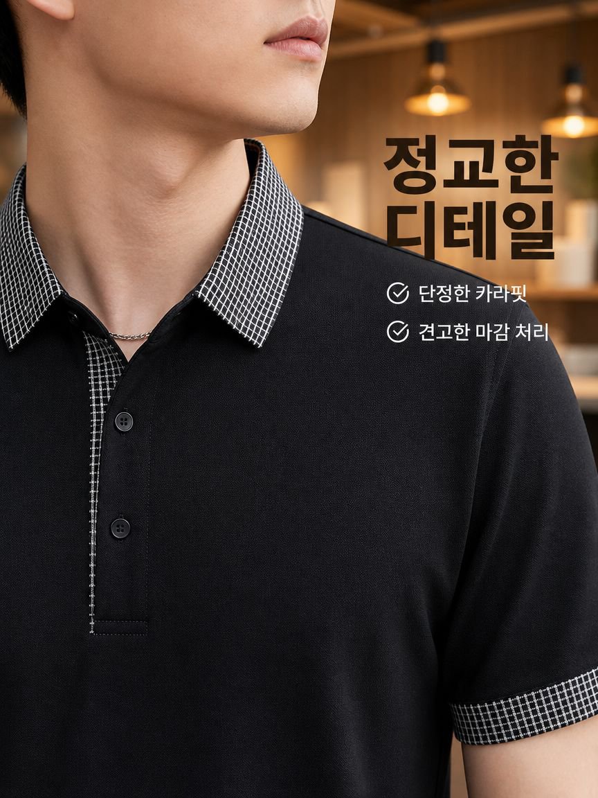 얇은 남성 칼라 반팔 티셔츠 여름 이너 남자 상의