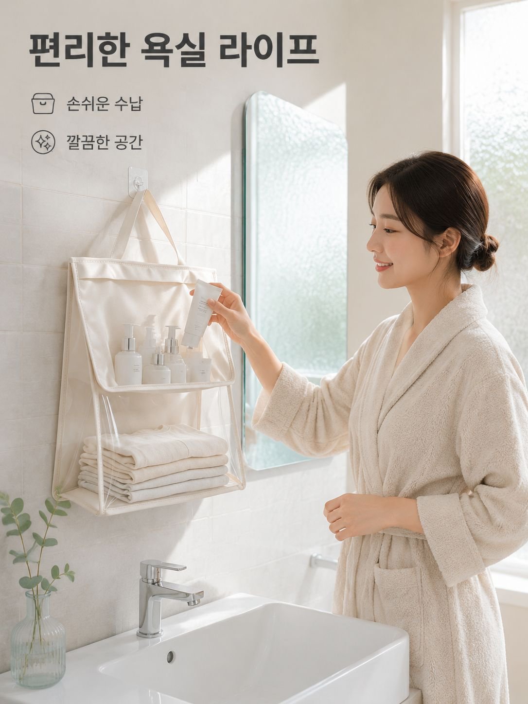 욕실 방수 걸이형 수납 주머니