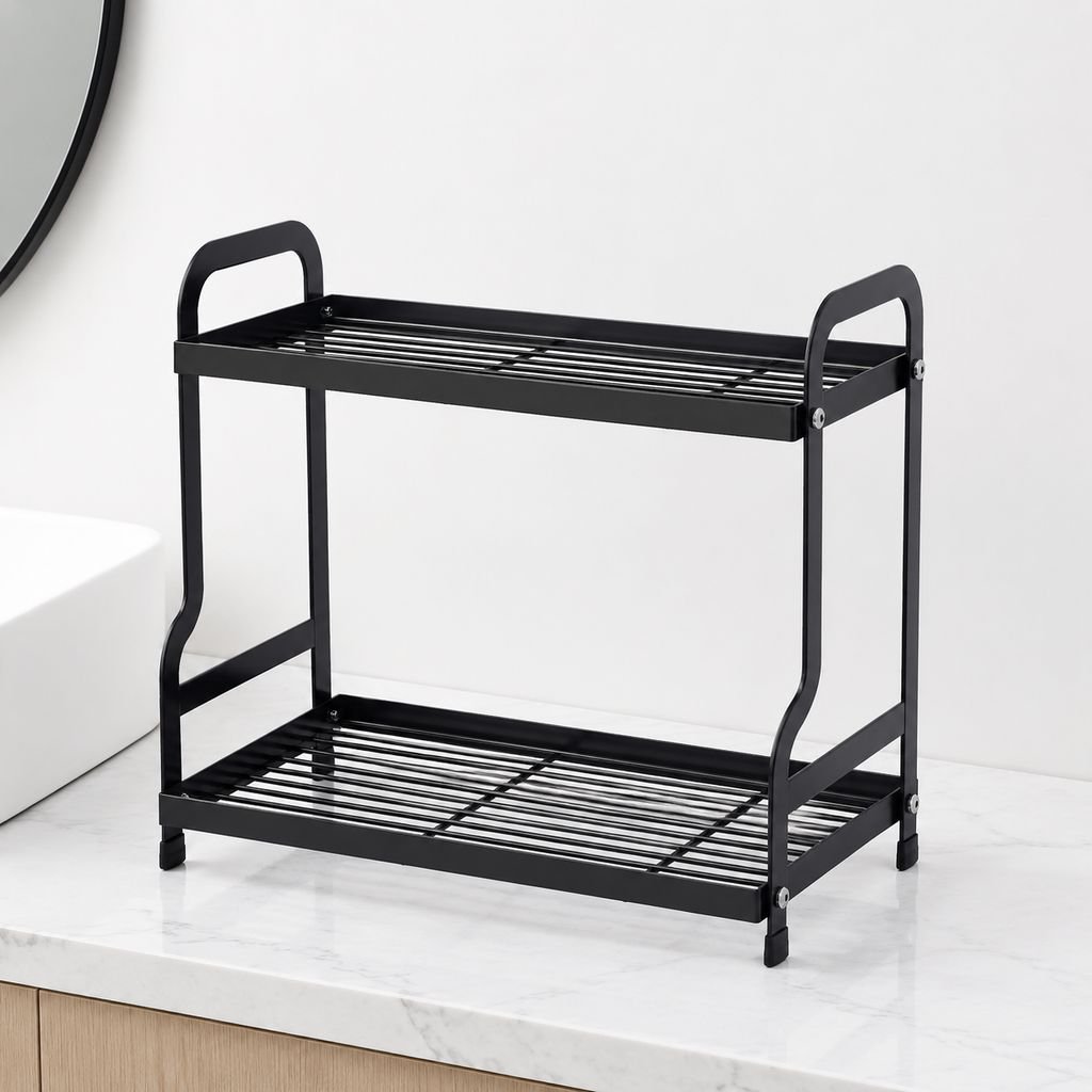 Double-layer cosmetics storage rack skin care products perfume storage box bathroom storage rack bat