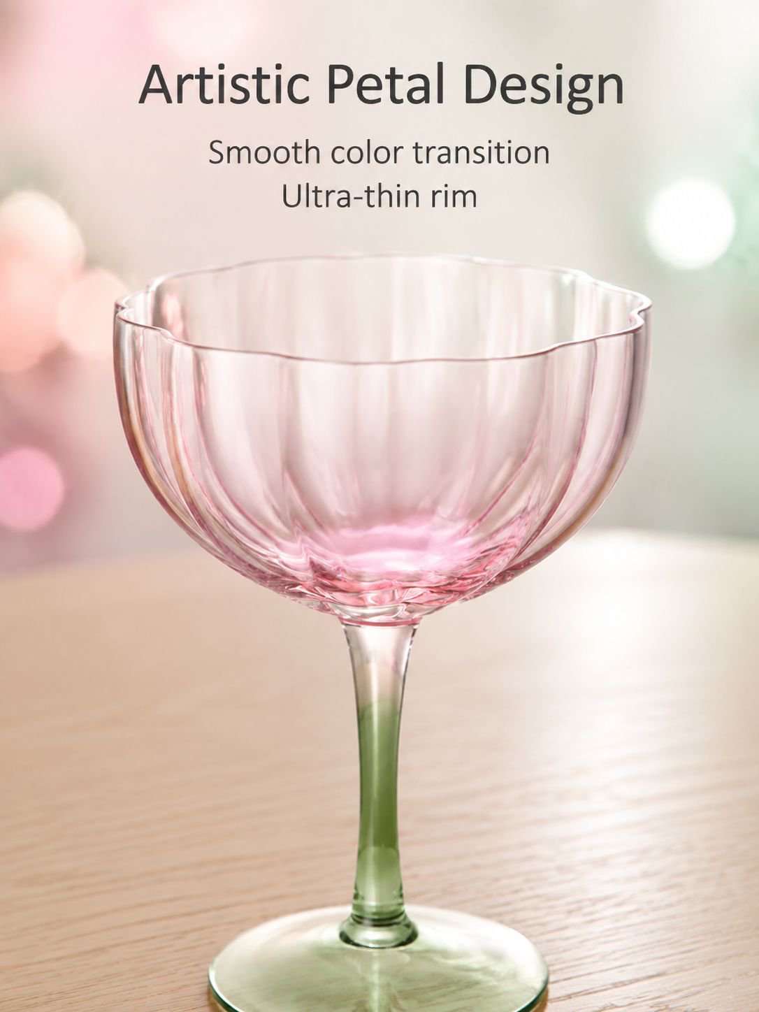 Crystal glass high footed red wine glass short petal champagne glass