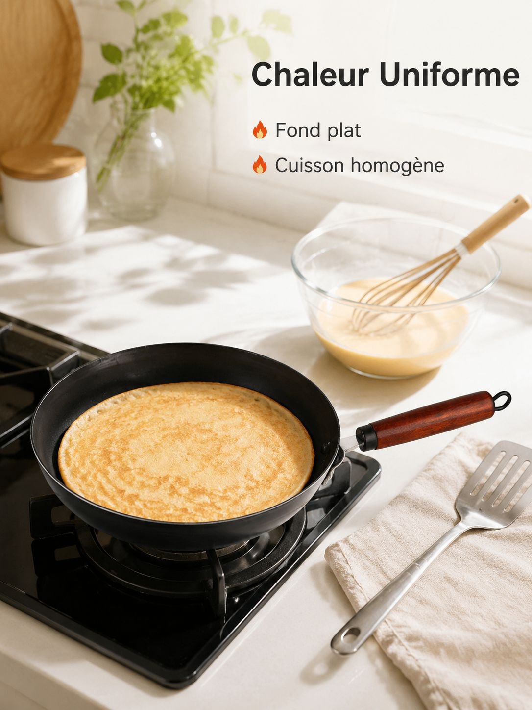 Poêle à frire antiadhésive à fond plat