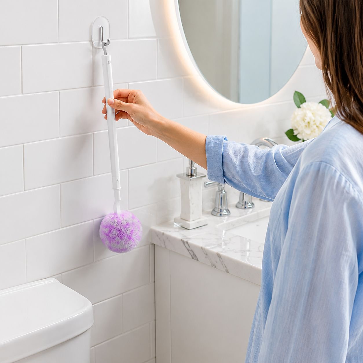 Easy-to-clean toilet brush for glazed surfaces