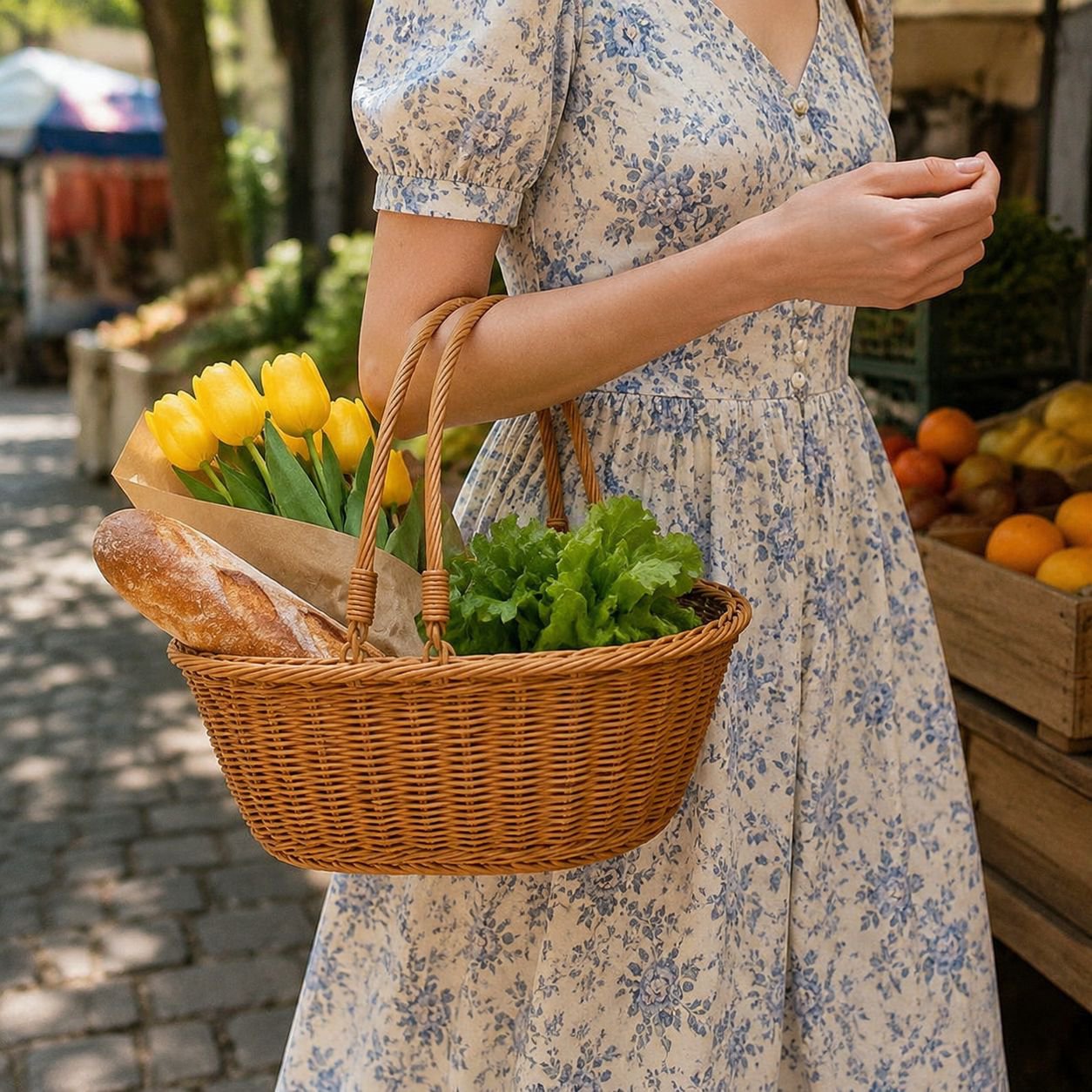 Panier ovale pour courses et légumes