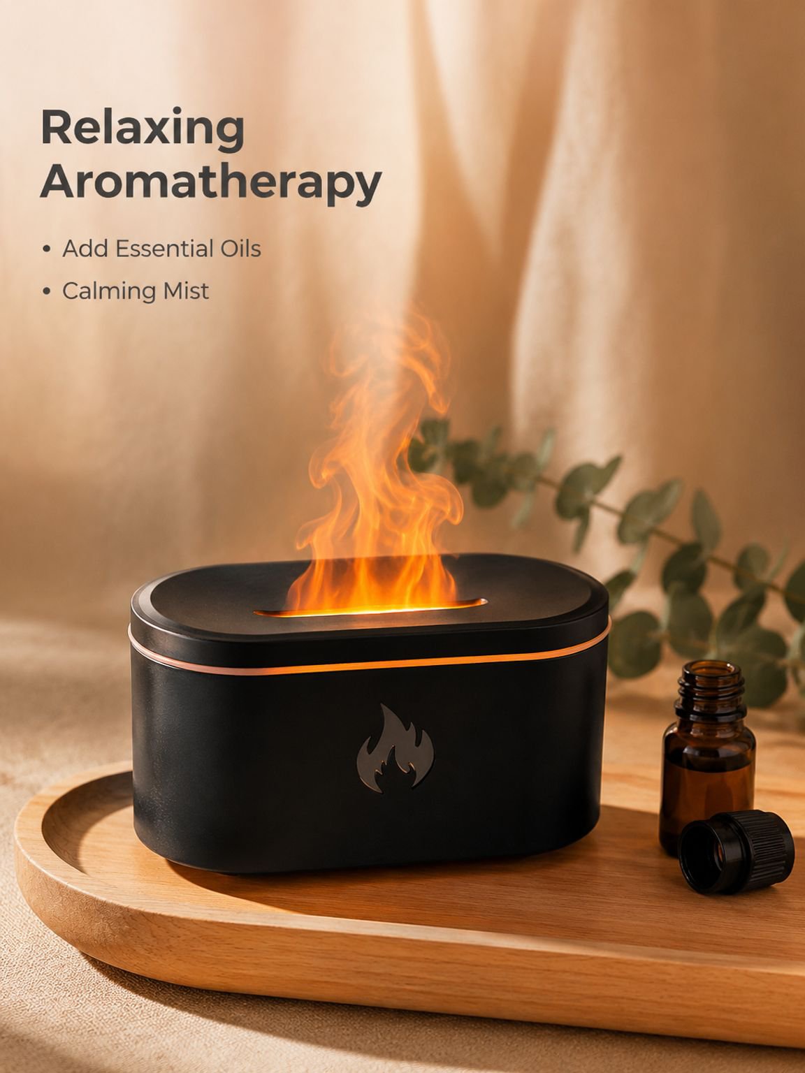Colorful Flame Aroma Diffuser USB Desktop Ambient Night Light Humidifier