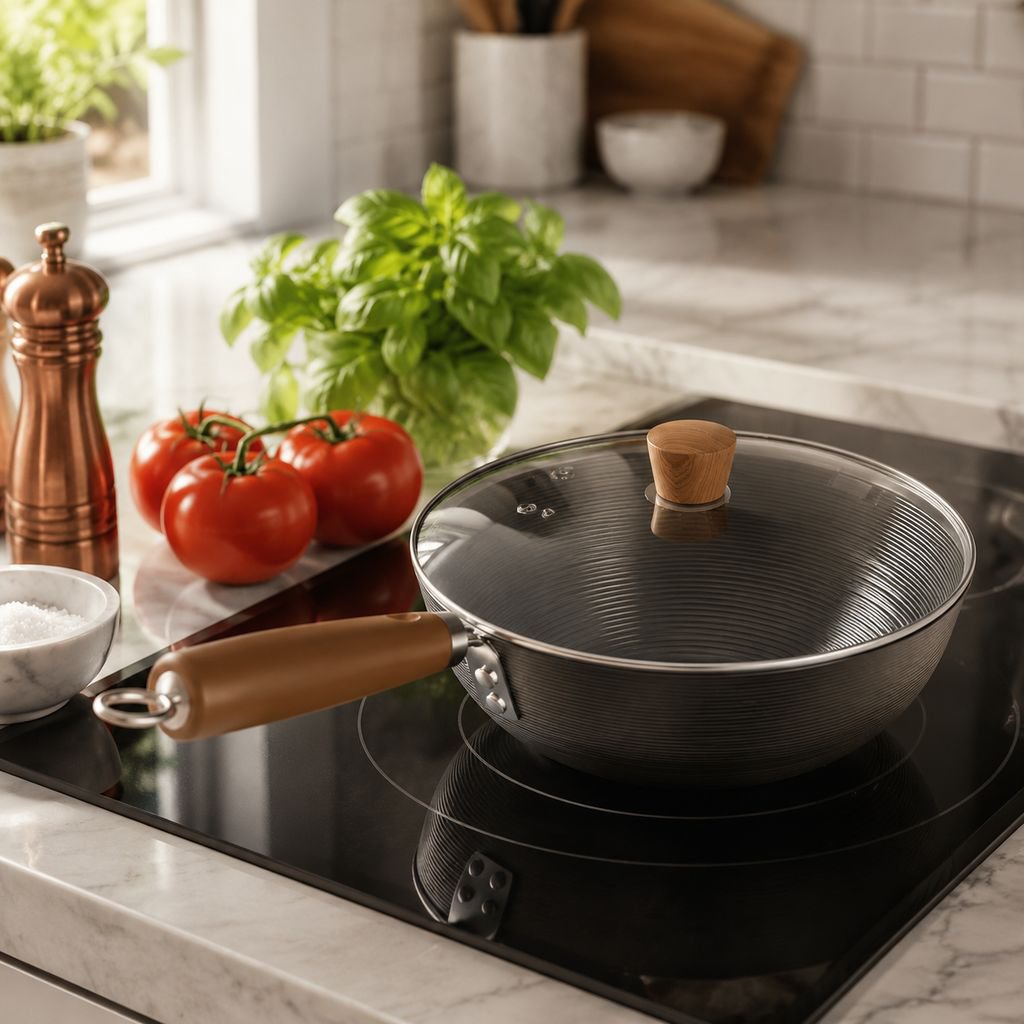 Small Iron Threaded Flat Frying Pan