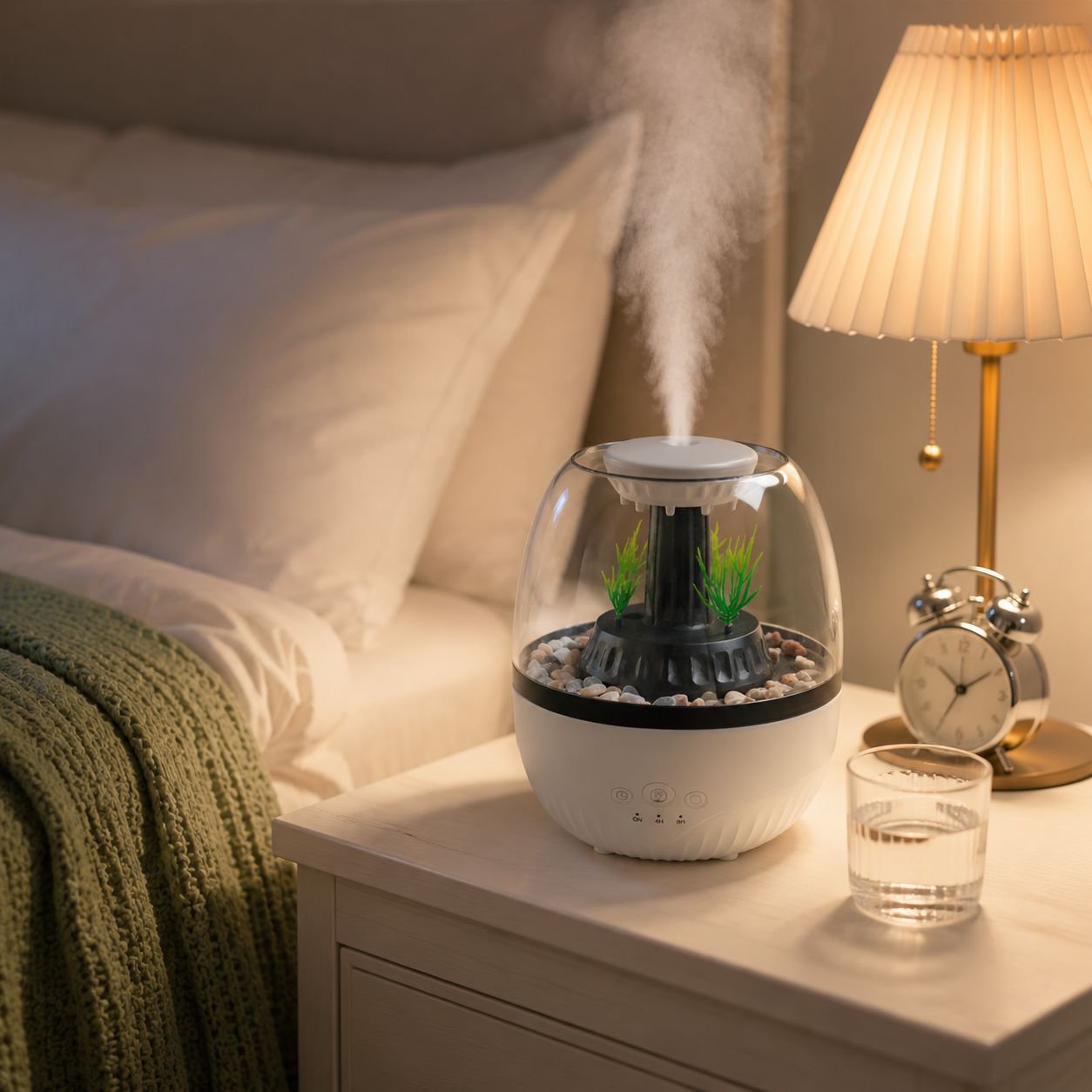Home Silent Fish Tank Humidifier with Seven-Color Light Aroma Diffuser