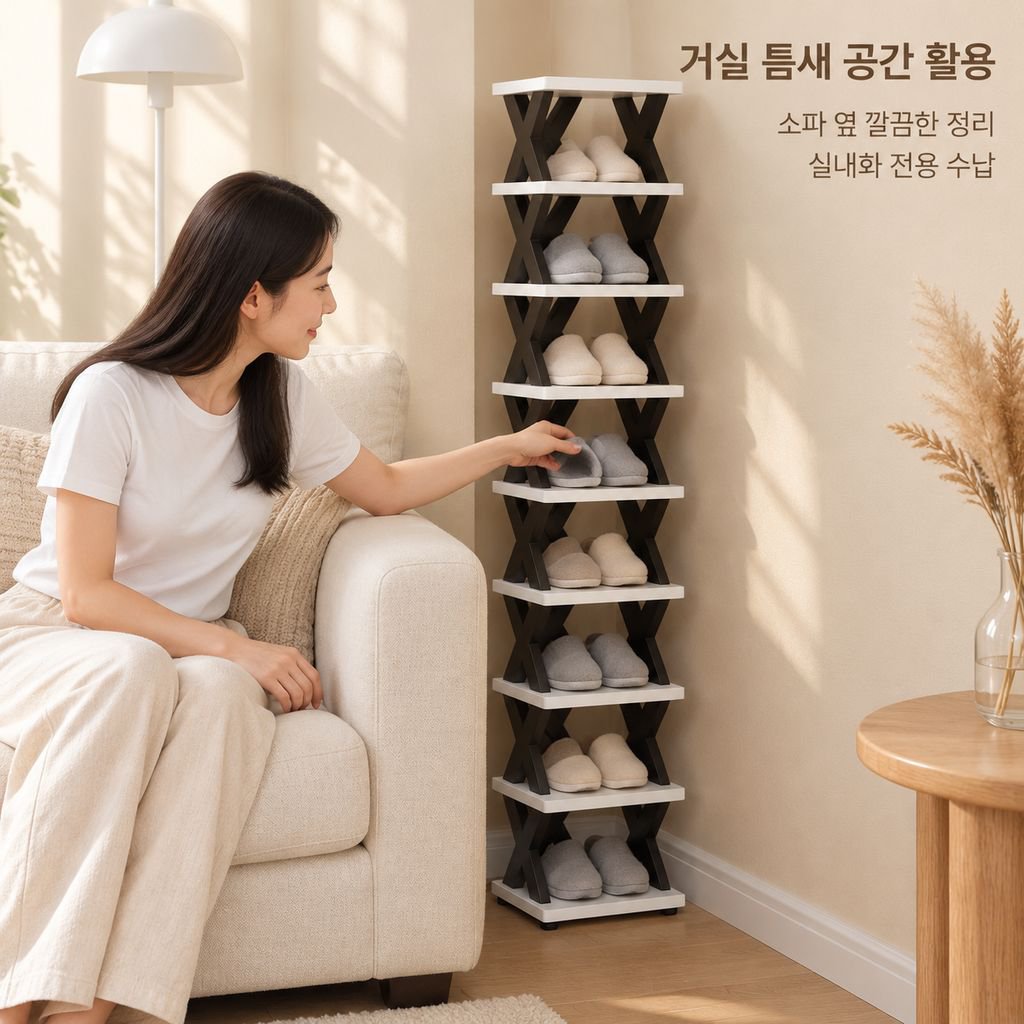 2025 가정용 현관 다단 슬림 틈새 신발장 실내 코너 간이 신발정리대