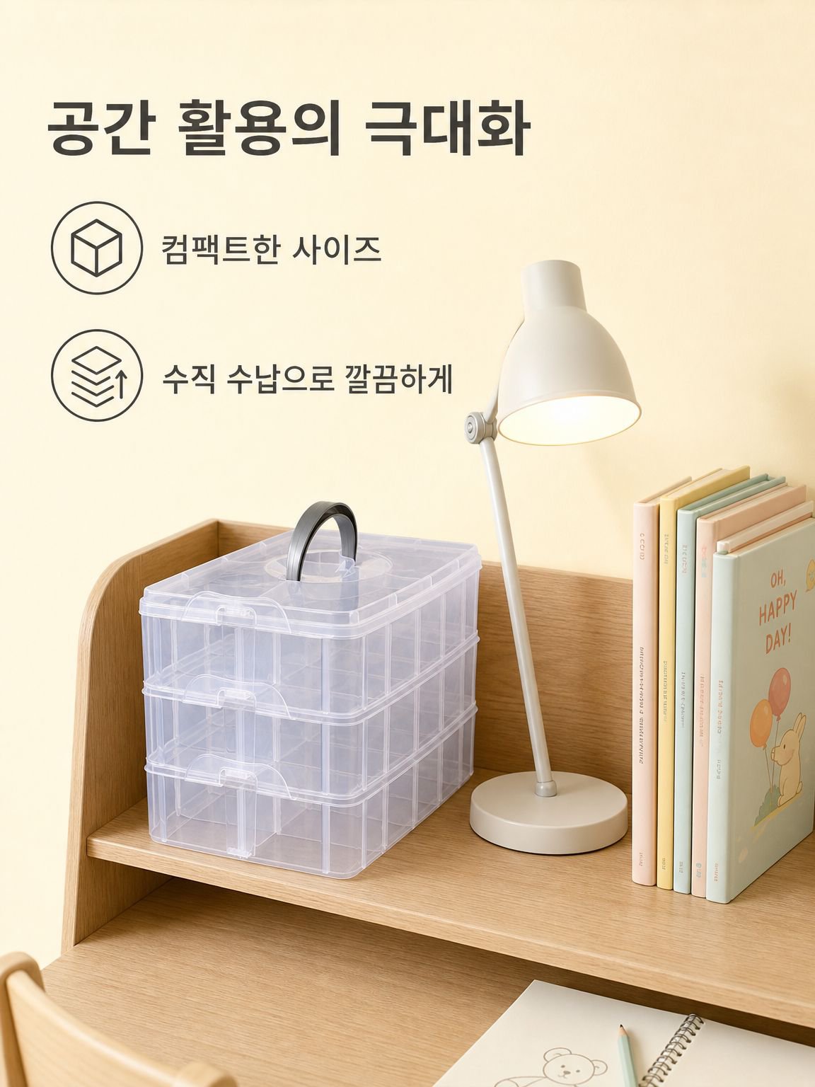 다용도 투명 수납함의 휴대 모습