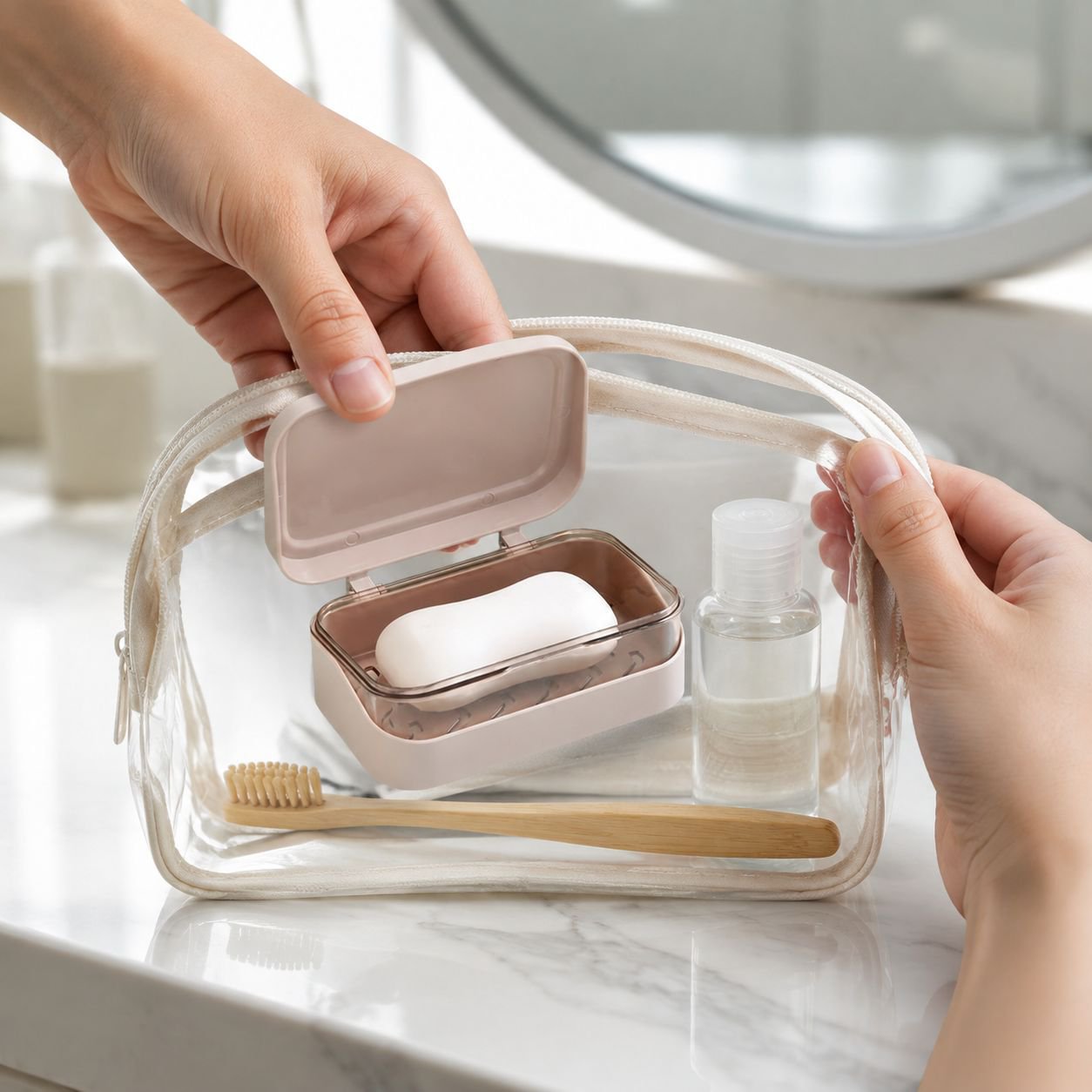 Leakproof soap container with secure closure