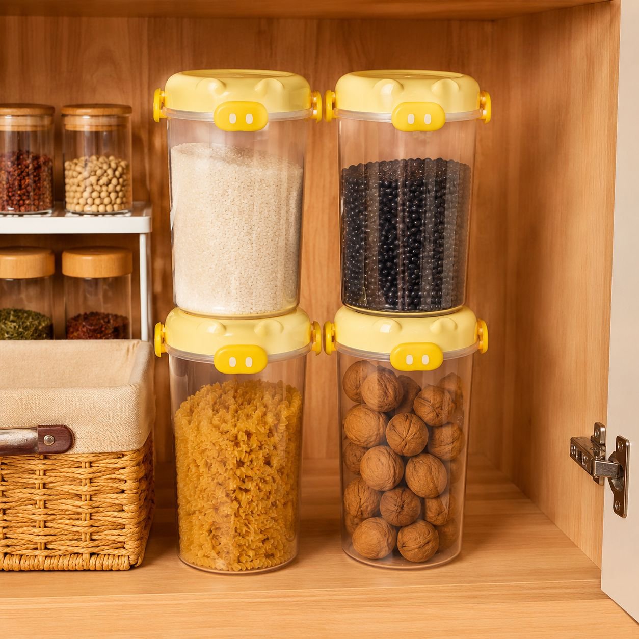 Snacks Sealed Jars A Jar Pig Food Organizer Transparent Kitchen Supplies Stacked Gra Organizer