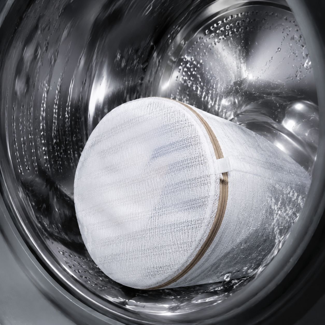 Close-up of laundry filter bag material