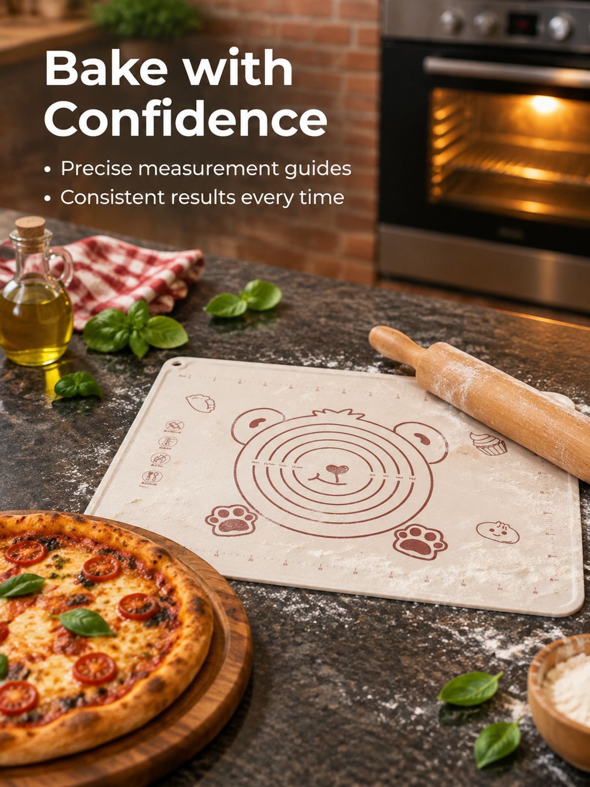Heat-resistant dough mat for everyday baking preparation