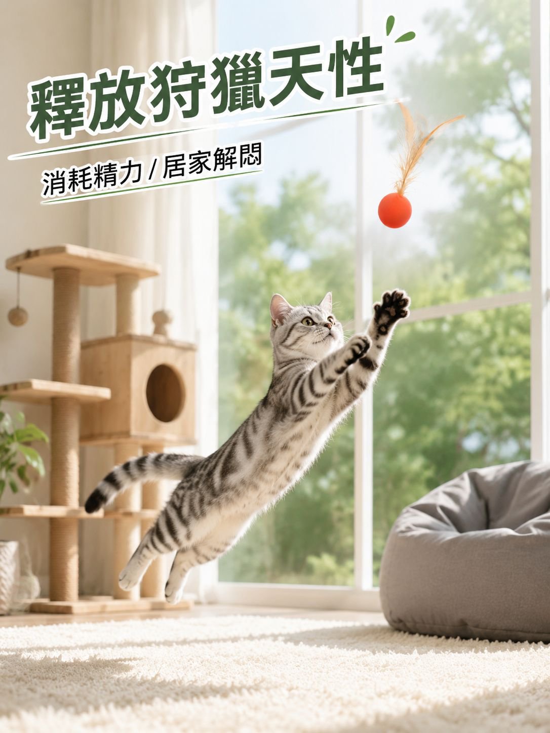 寵物貓羽毛彈跳球