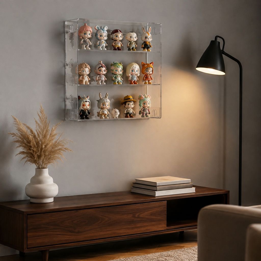 Easy to install acrylic display shelf for bathroom decor