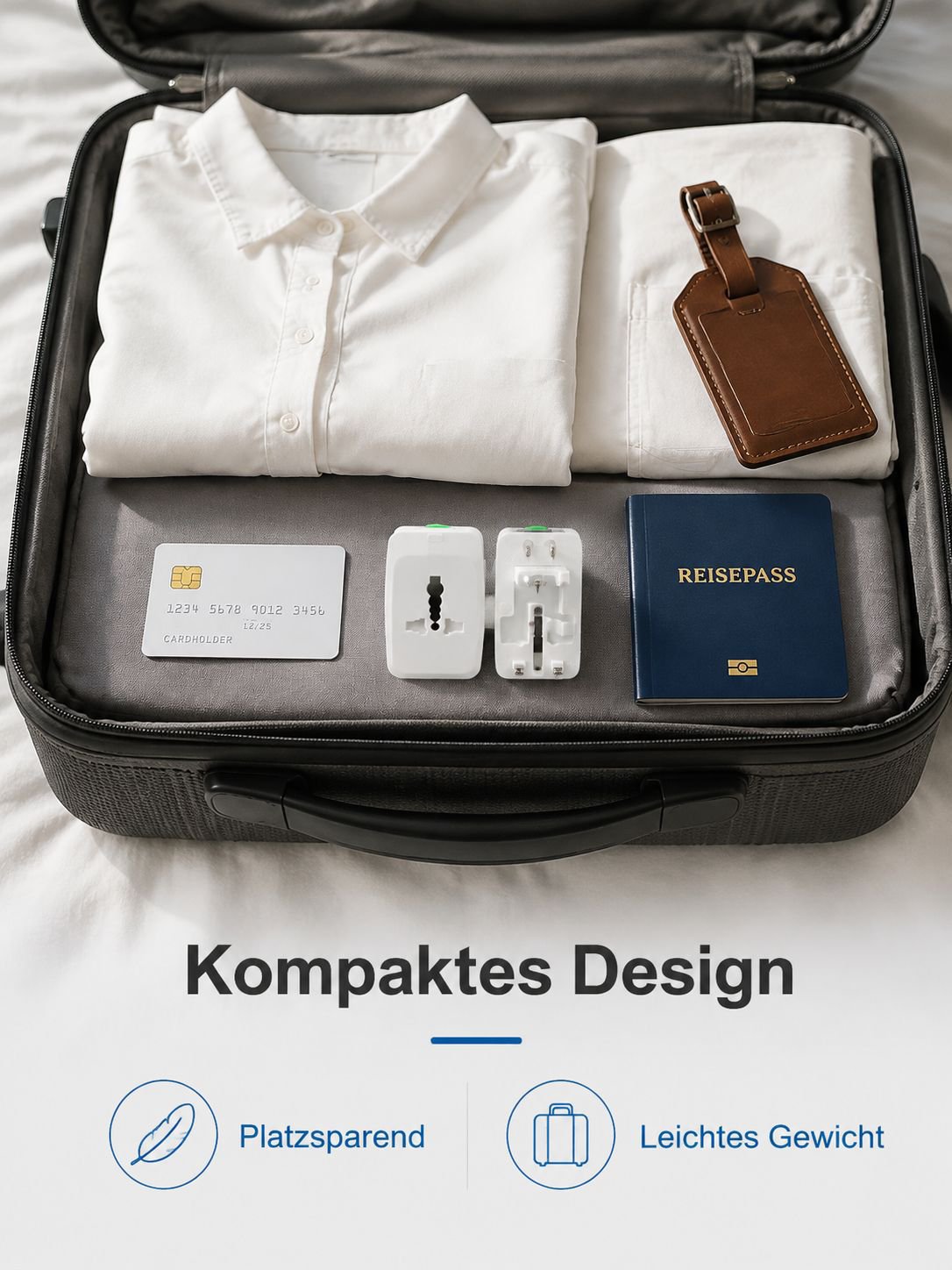 Multifunktionaler Universal-Reiseadapter, geeignet für Steckdosen weltweit