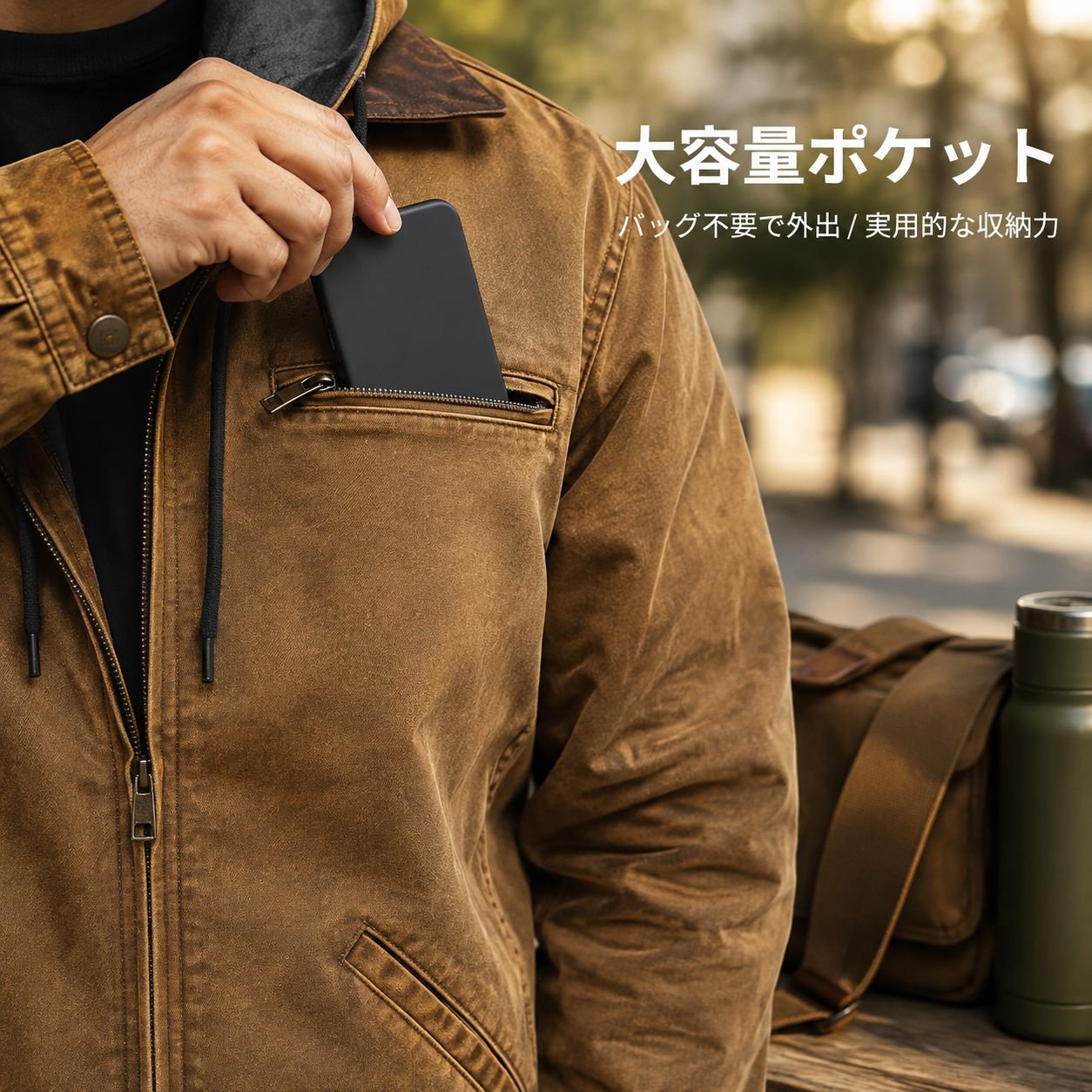 メンズ 無地 フード付き フリース裏地付きジャケット