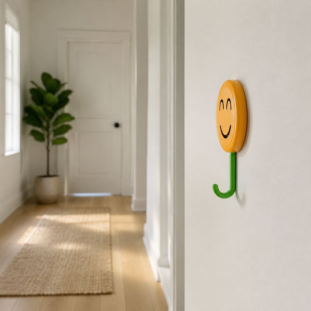 Sunflower No-Drill Self-Adhesive Retractable Hook installed on office wall