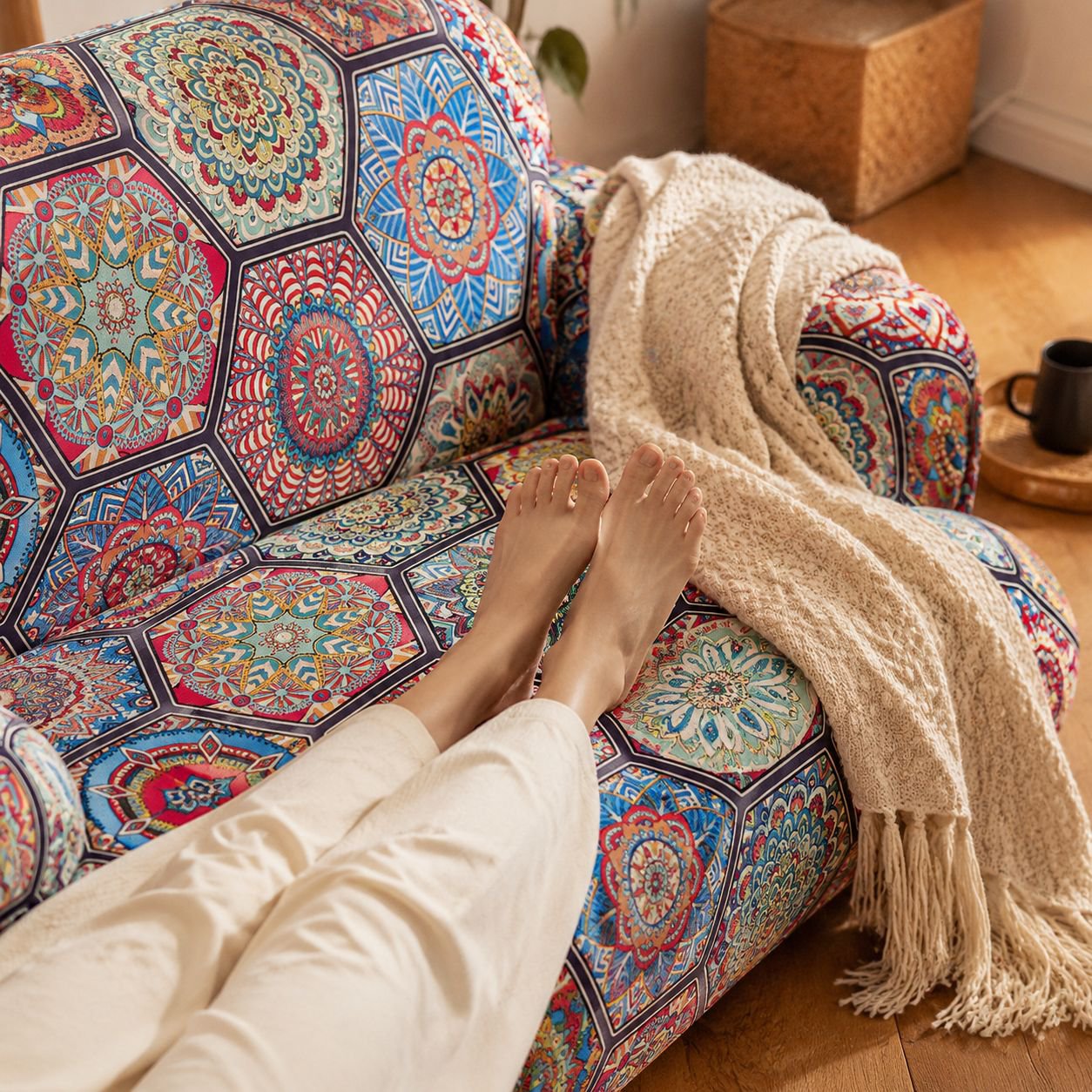 Bohemian Stretch Sofa Cover, Full Protective Elastic Fabric