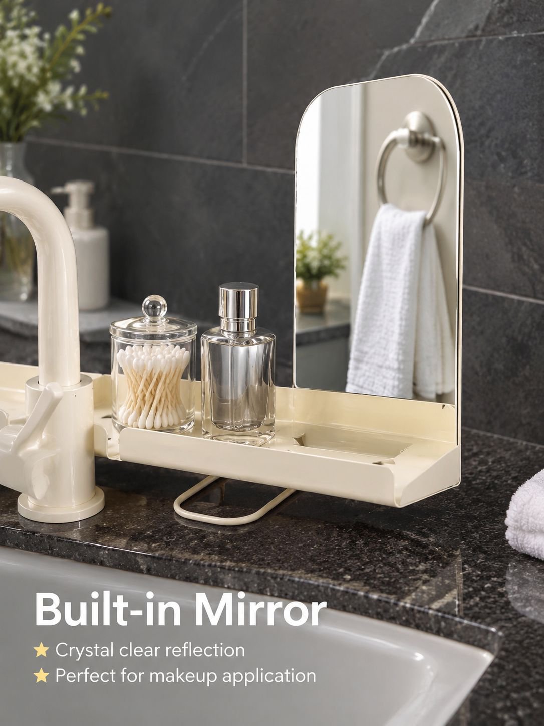 Multi-functional Bathroom Countertop Organizer with Mirror