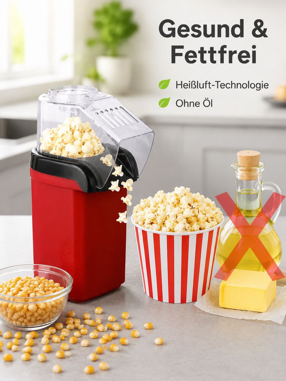 Gesunde Popcornmaschine für Zuhause