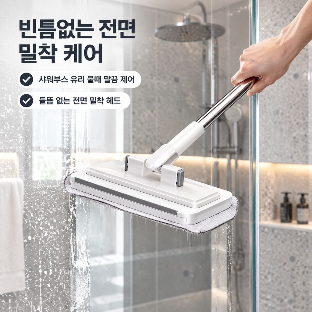 페이스타올 걸레집게 밀대 욕실 화장실 벽면청소 자동클램프 평면 밀대걸레