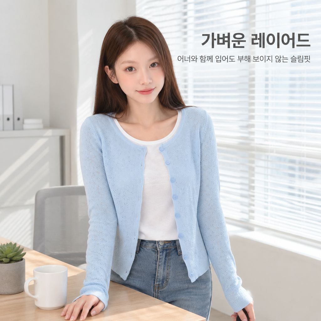 여성용 경량 소프트 핏 긴팔 니트 가디건
