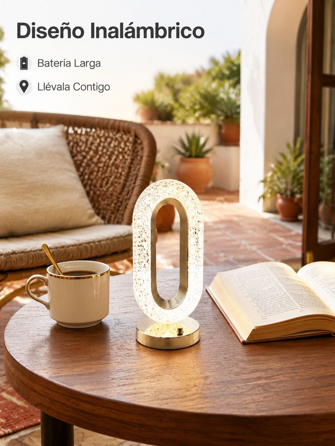 Lámpara de mesa de cristal con función táctil