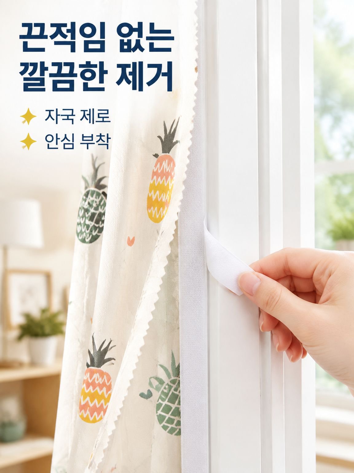 통기성 및 방풍 기능의 무설치 암막 커튼
