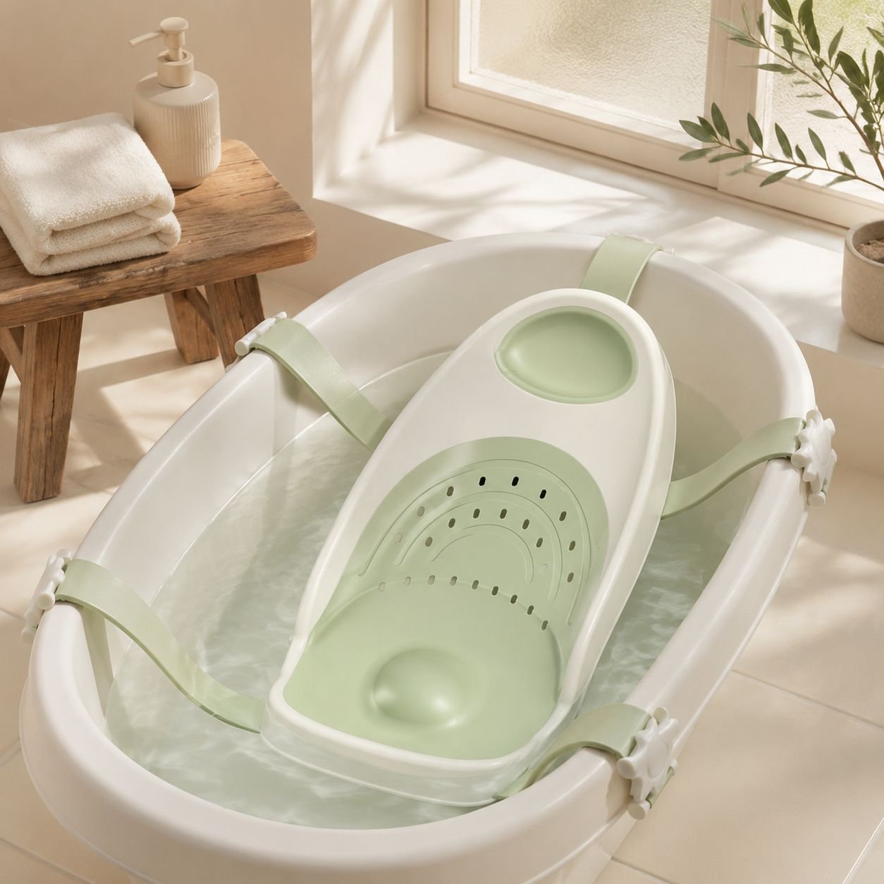 Alfombrilla antideslizante para bañera de bebé con soporte, uso doméstico, para sentarse y tumbarse