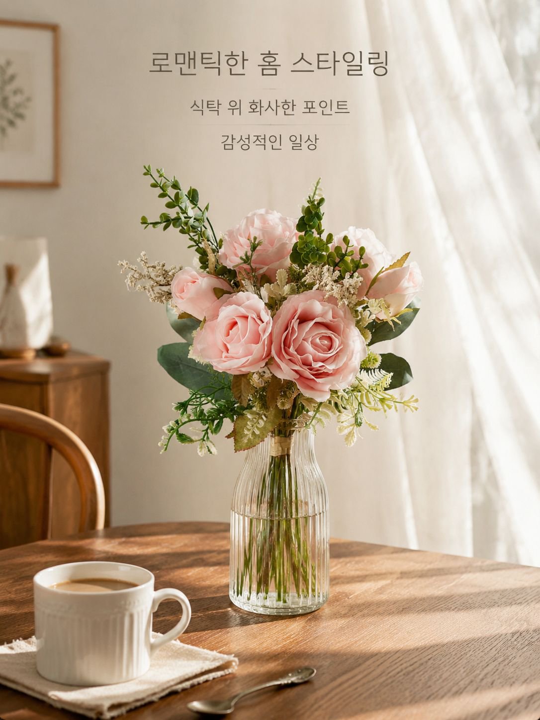 인조 장미꽃 다발 장식