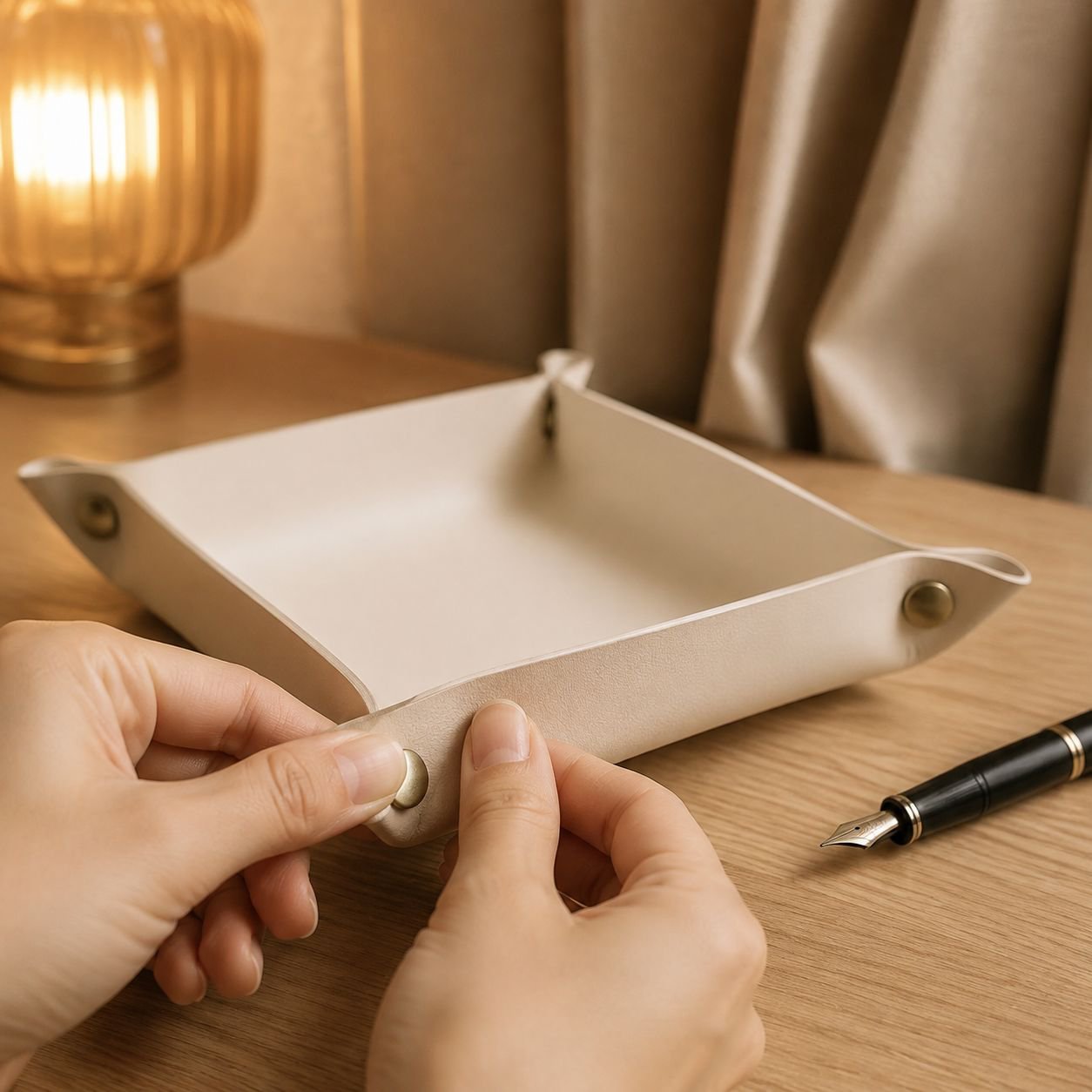 PU leather organizer box with compartments