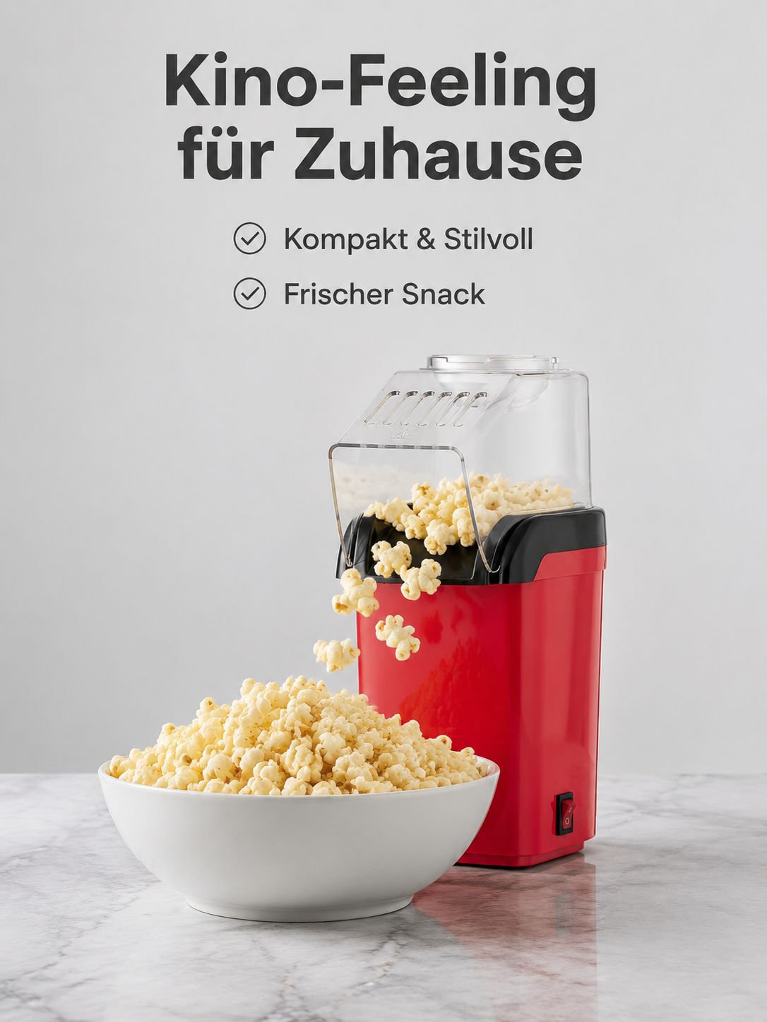 Mini Elektrische Popcornmaschine für Zuhause, mit Gebläse und elektrischer Beheizung