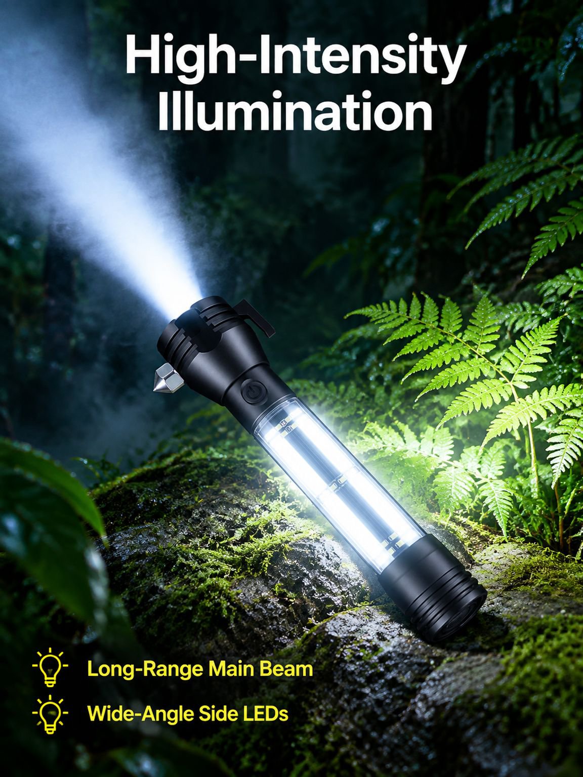 Outdoor emergency high-intensity flashlight