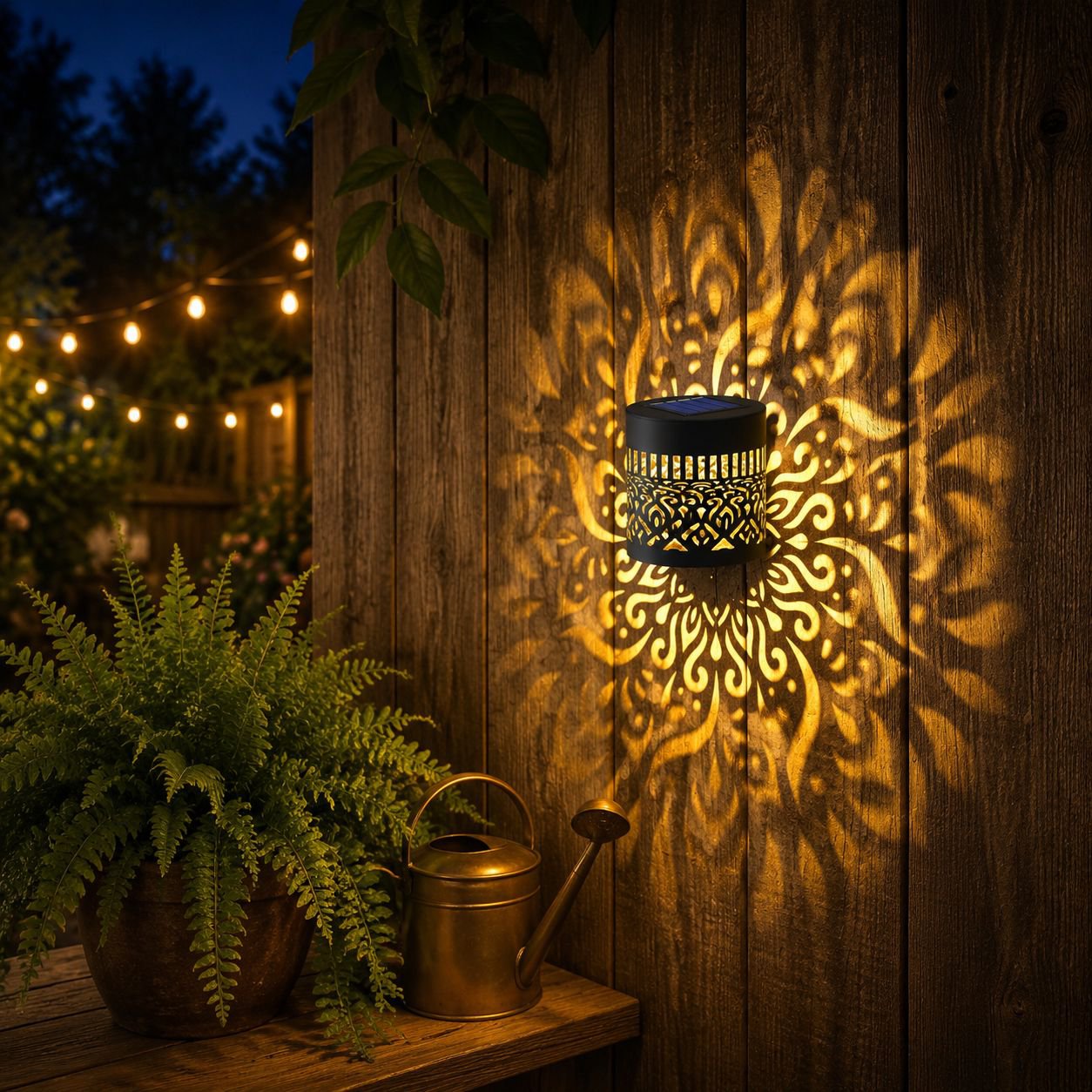 Waterproof Solar Courtyard Wall Lamp, Auto Sensor Mandala Decorative Light