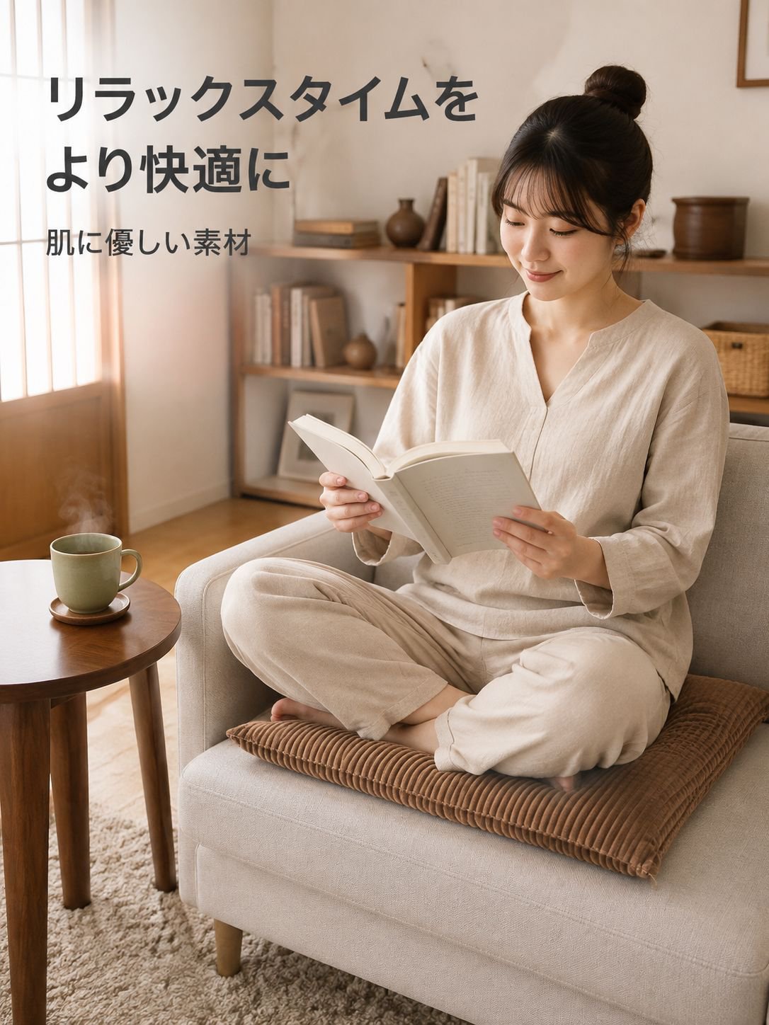 無地のストライプ柄ソファクッション