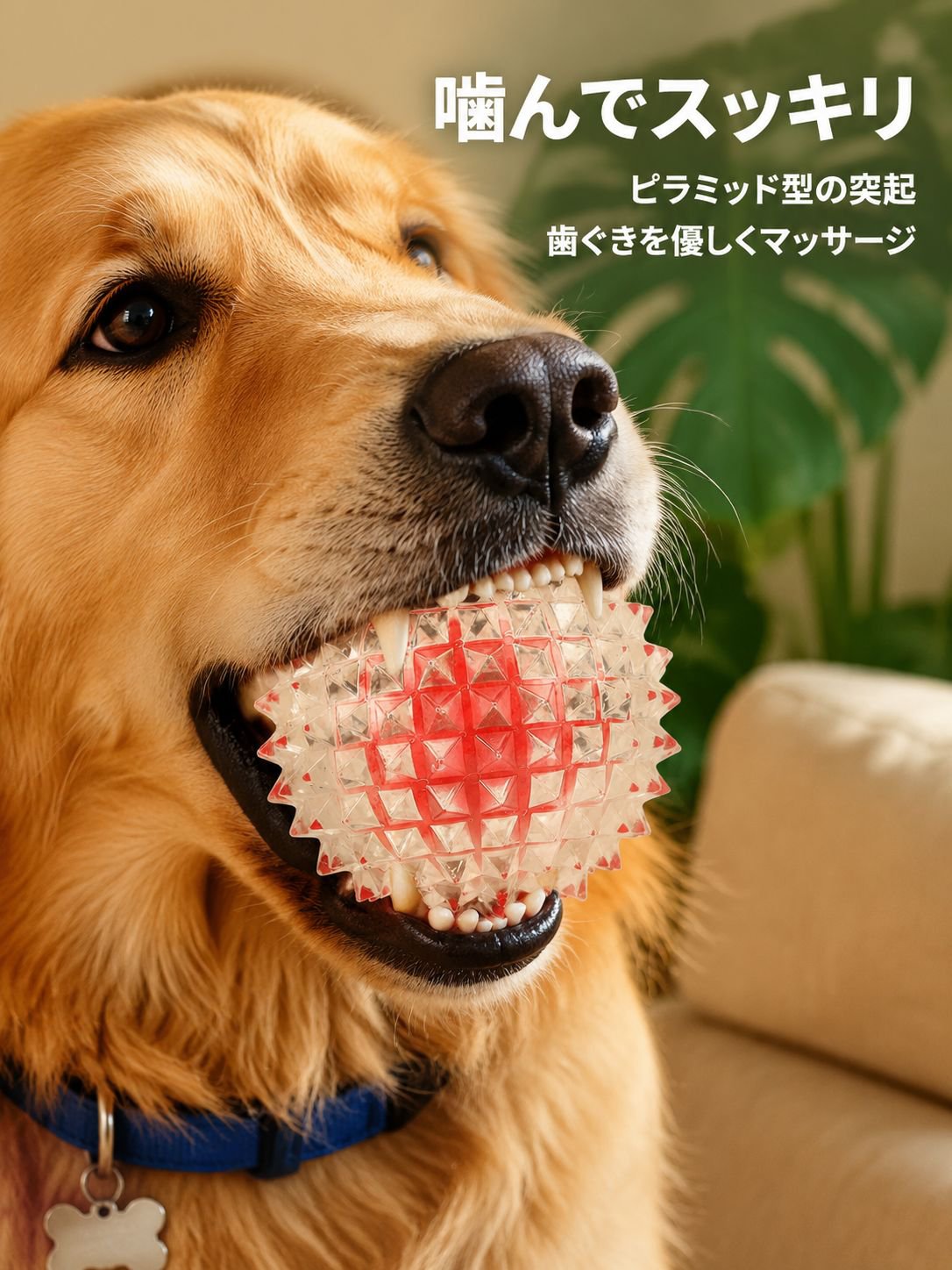 中型・大型犬用 耐久バウンドスパイクボールおもちゃ