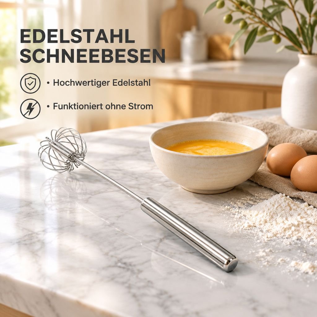Halbautomatischer Schneebesen Edelstahl Manueller Ei-Rührer Hand-Backwerkzeug