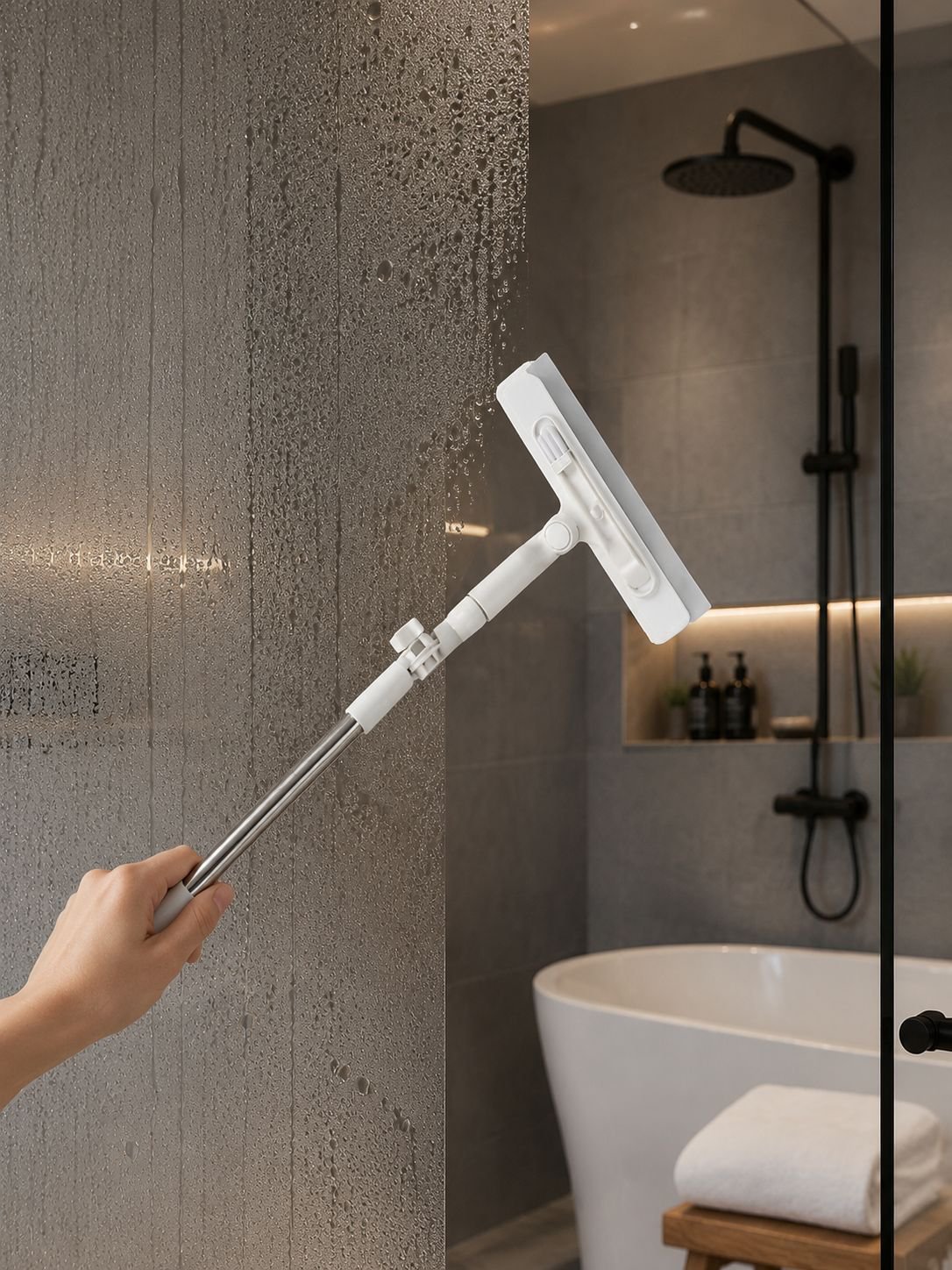 360-degree rotation feature of the glass cleaner