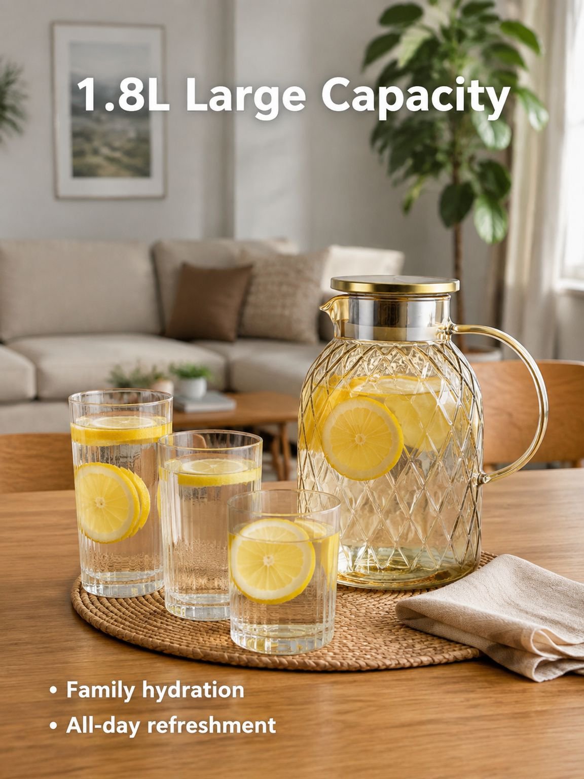 Large capacity glass water bottle