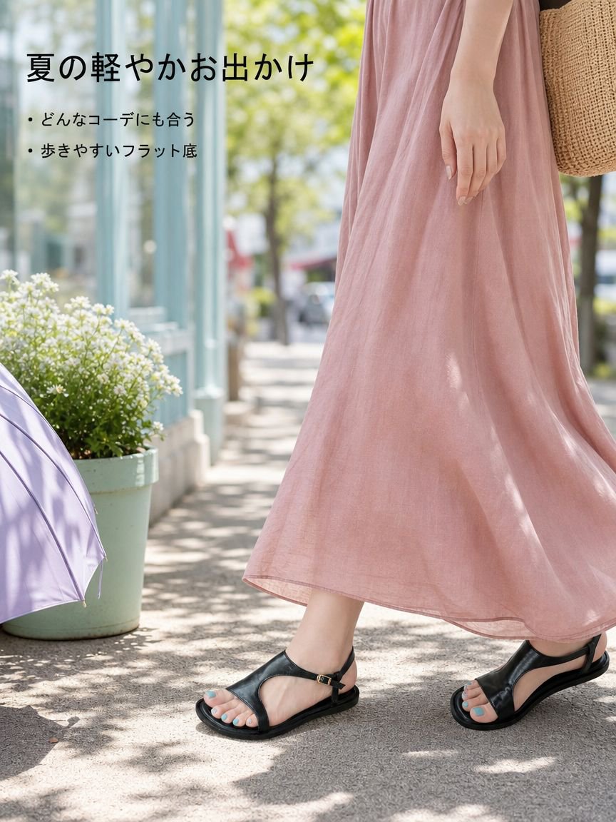 夏用カジュアルレディースメッシュフラットサンダル